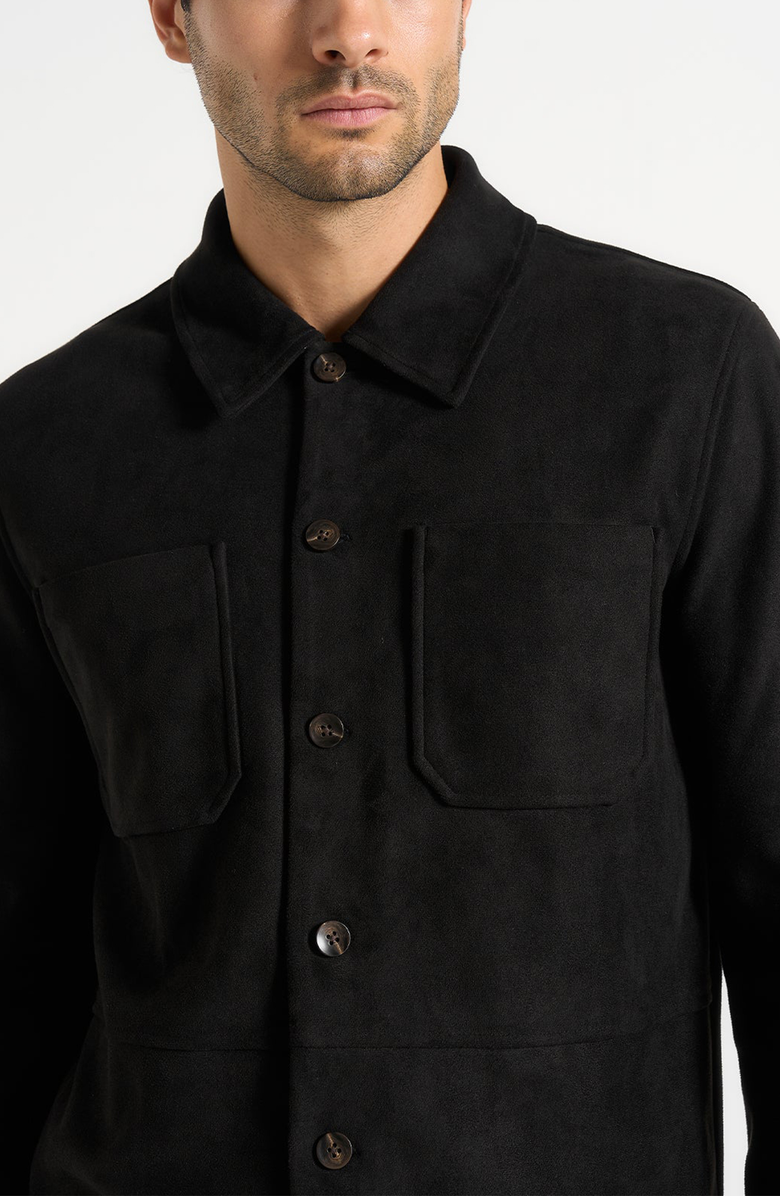 Manière De Voir Thomas Suede Long Sleeve Shirt, Main, color, Black