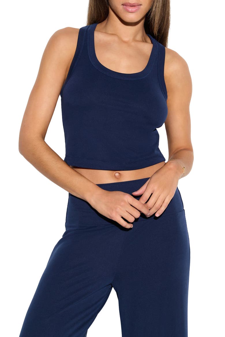 Iris Racerback Ribbed Crop Tank, Main, color, INDIGO
