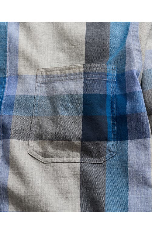 Billy Reid Large Scale Plaid Melange Tuscumbia Shirt Button Down In Blue