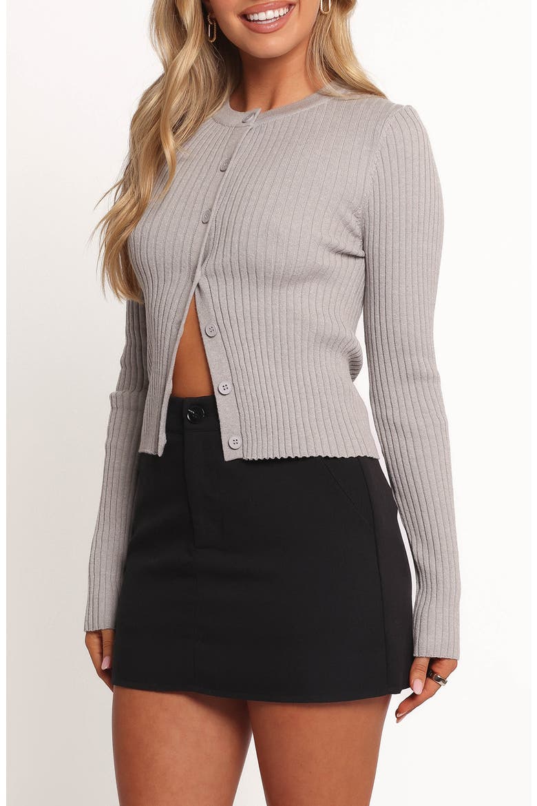 Searie Rib Cardigan, Alternate, color, GREY