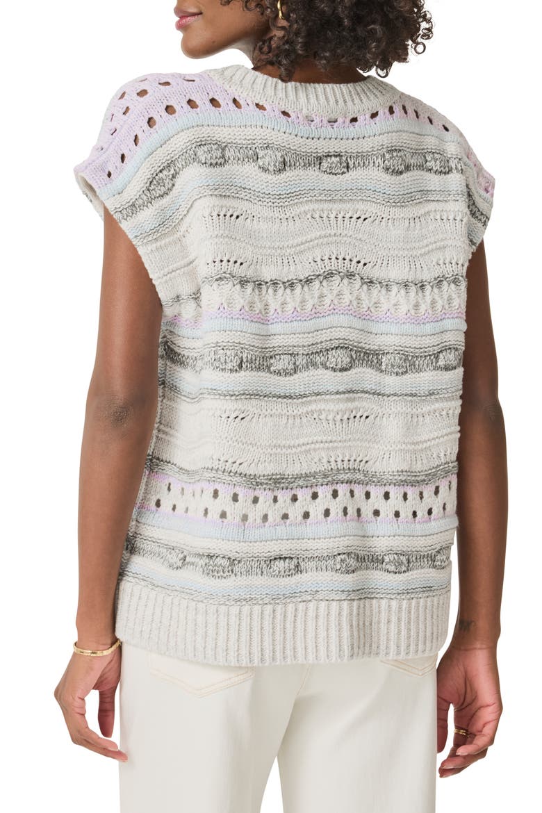 Brynna Stripe Open Stitch V-Neck Sweater, Alternate, color, TWILIGHT MULTI