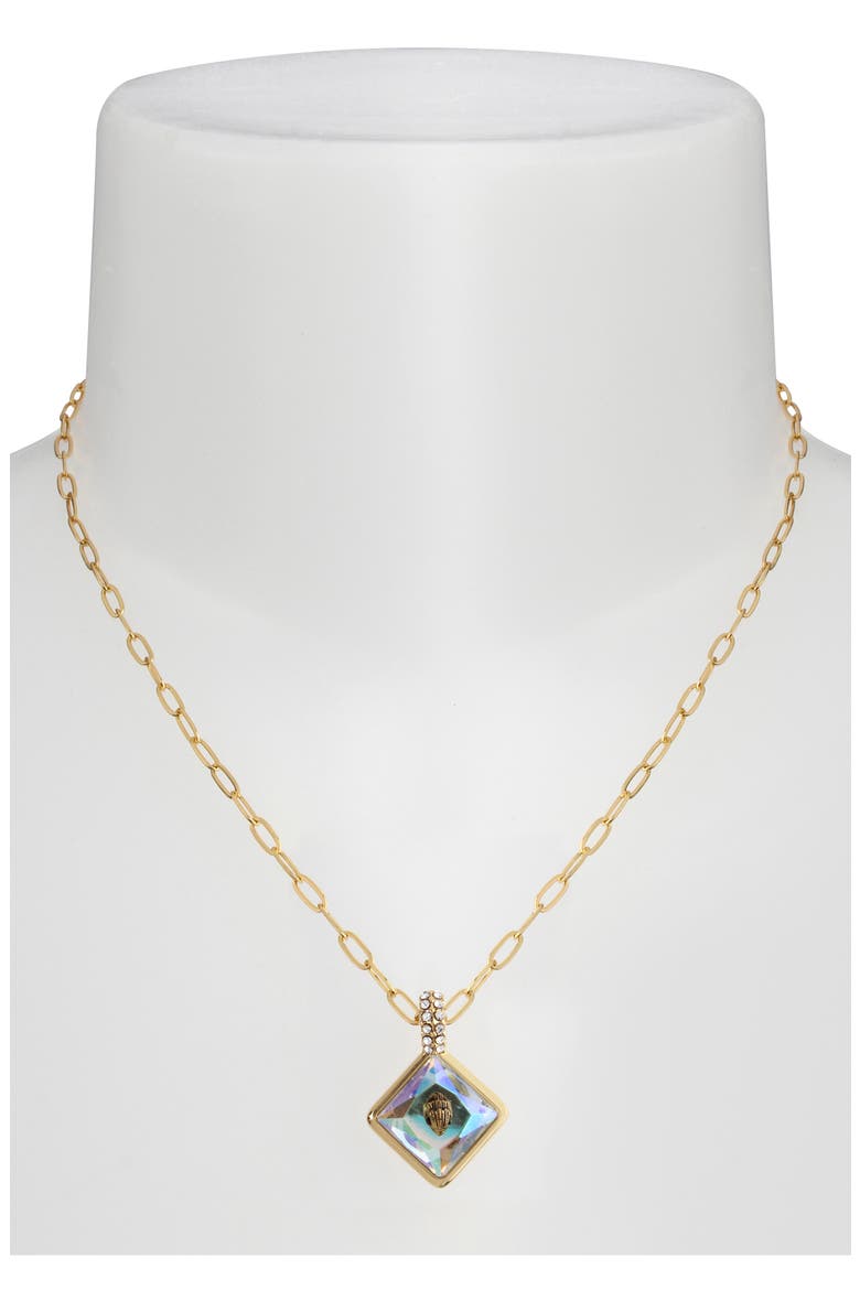 Square Stone Eagle Pendant Necklace, Alternate, color, CRYSTAL