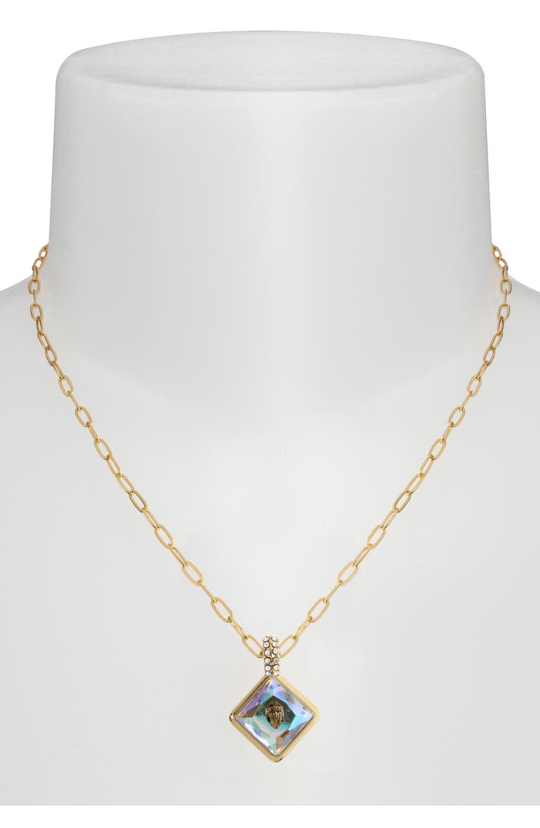 Kurt Geiger London Square Stone Eagle Pendant Necklace, Alternate, color, Crystal