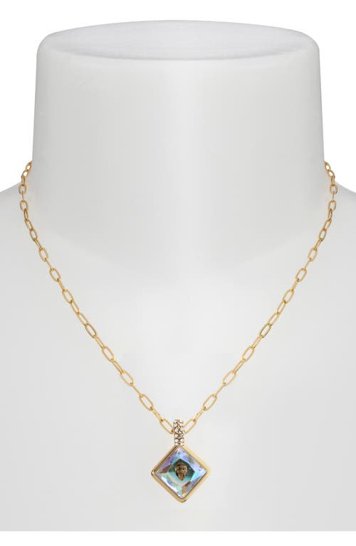 Kurt Geiger London Square Stone Eagle Pendant Necklace In Gold
