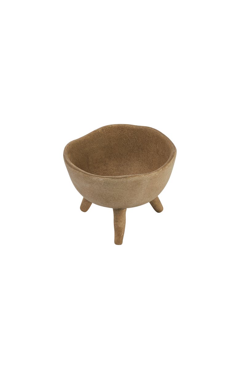 Storied Home Boho Terracotta Footed Bowl with Organic Edge, Matte Taupe, Main, color, Cream