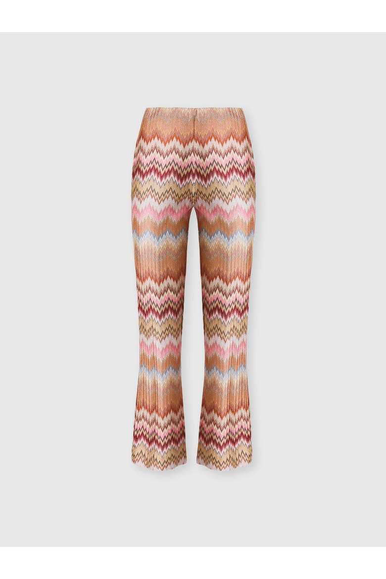 Flared Trousers In Viscose Chevron Snake Motif, Main, color, Orange