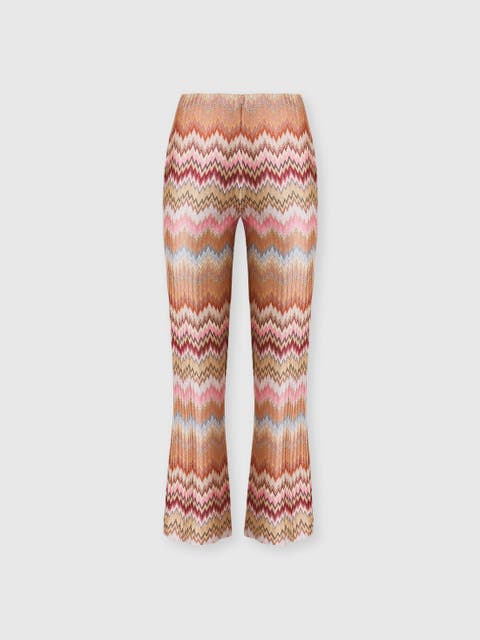 Snake-pattern Chevron Viscose Flared Trousers