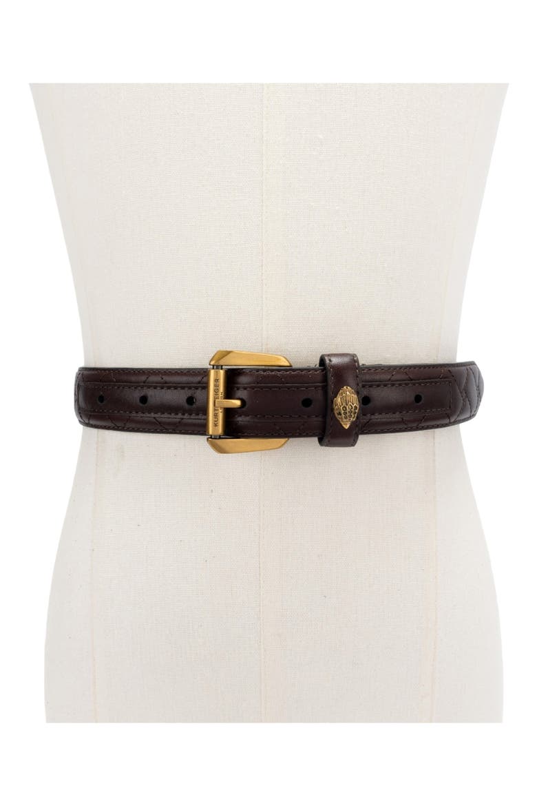 Kensington Quilted Leather Belt, Alternate, color, DARK CHOCOLATE