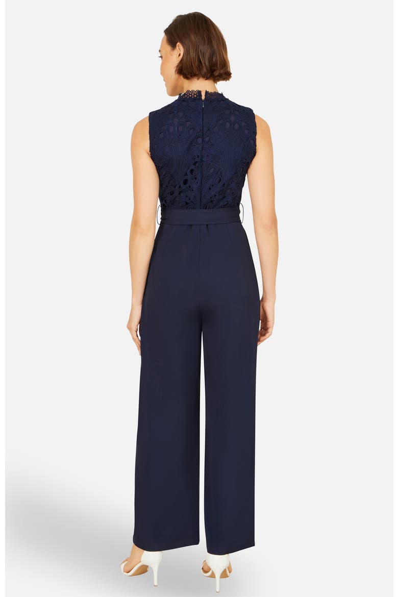Lace Sleeveless Jumpsuit, Alternate, color, Navy