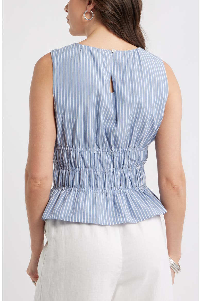 Stripe Smocked Peplum Poplin Top, Alternate, color, BLUE BEYOND CORA STRIPE