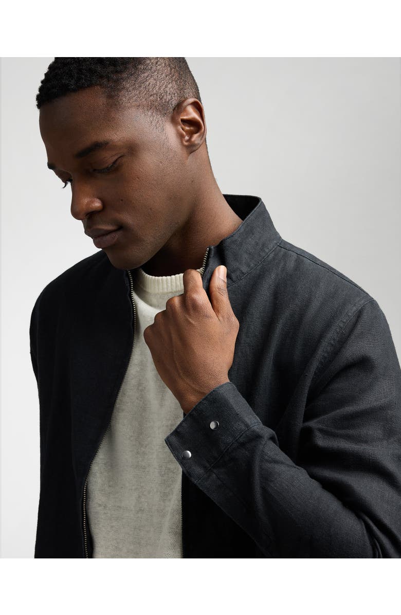 Onia Linen Bomber Jacket, Alternate, color, Washed Black