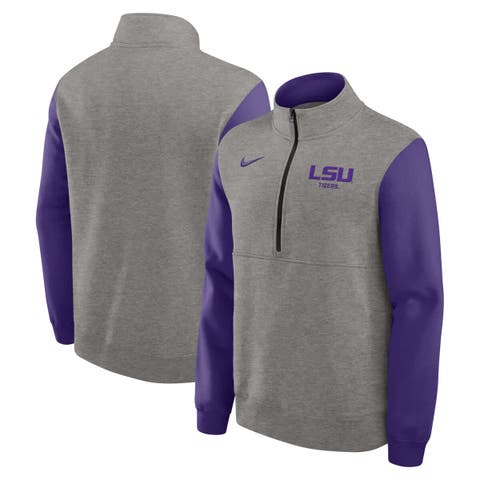 Men's Nike Heather Gray/Purple LSU Tigers Club Fleece Half-Zip Pullover