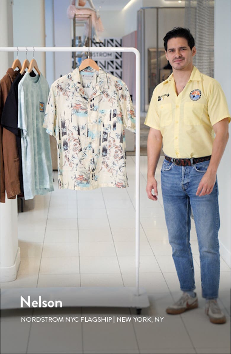 Tagise Relaxed Fit Tiger Print Short Sleeve Cotton Button-Up Shirt, sales video thumbnail