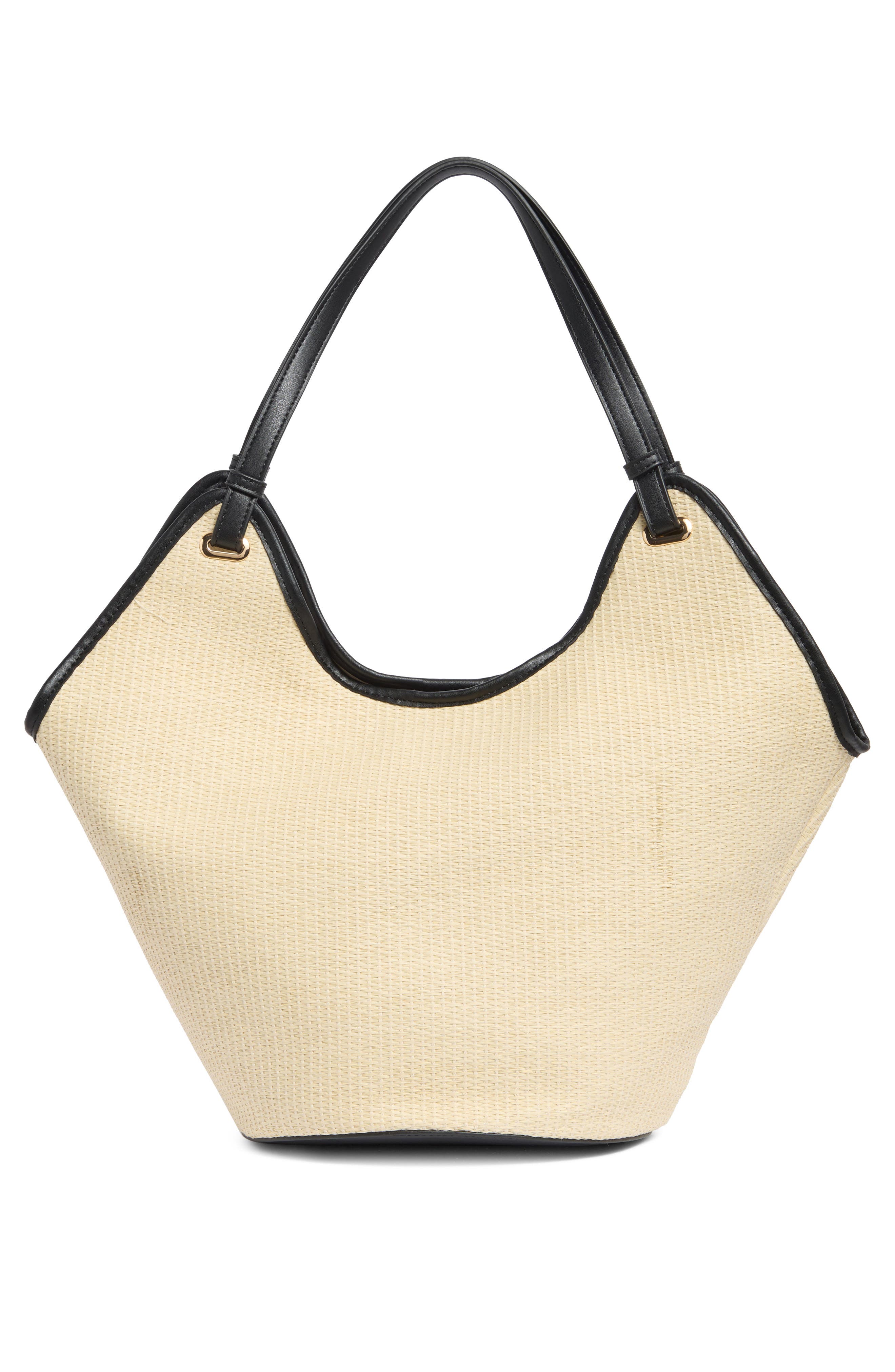 URBAN EXPRESSIONS HANDBAGS Straw Tote Bag, Alternate, color, Black