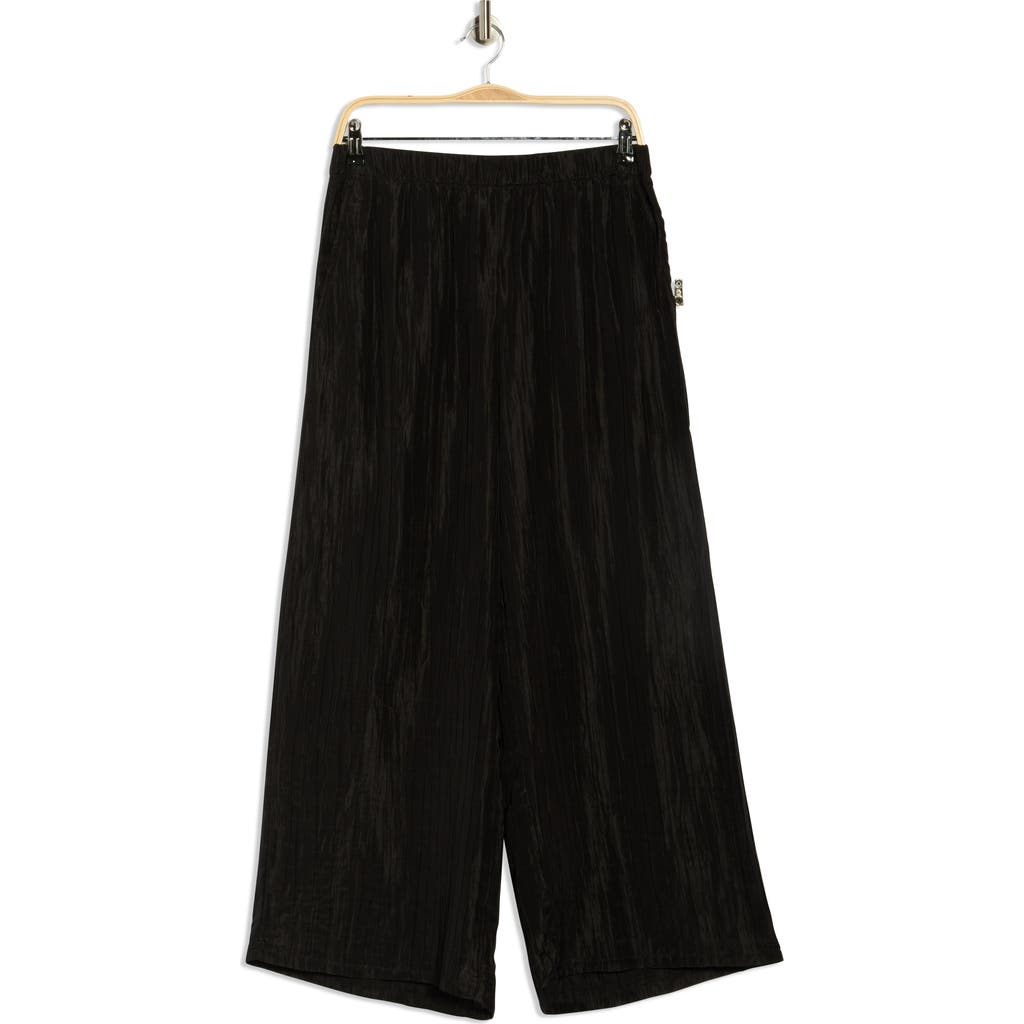 Eileen Fisher Wide Leg Stretch Silk Ankle Pants In Black