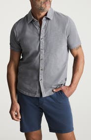 34 Heritage Short Sleeve Slub Cotton Jersey Button-Up Shirt