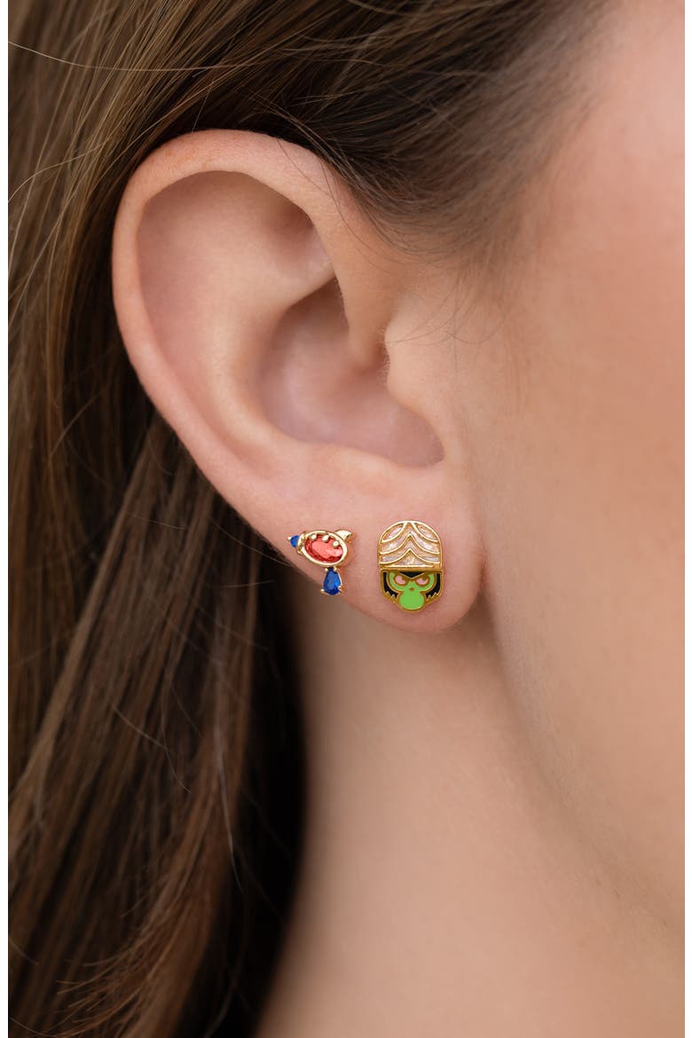 The Powerpuff Girls Mojo Jojo Mismatched Stud Earrings, Alternate, color, GOLD