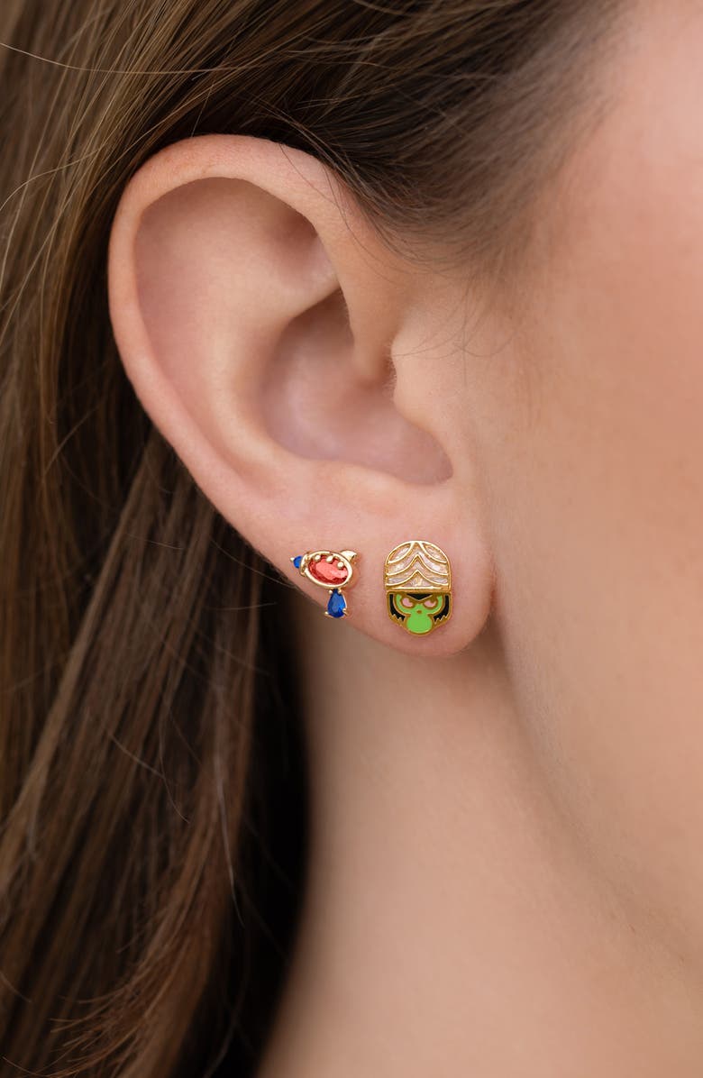 Girls Crew The Powerpuff Girls Mojo Jojo Mismatched Stud Earrings, Alternate, color, Gold