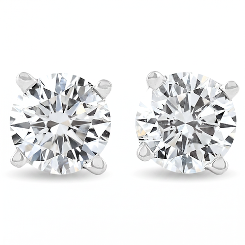 IGI Certified 1 Ct Diamond Studs 14K Gold Screw back Earrings
