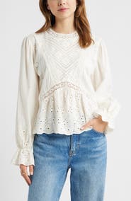 Treasure & Bond Mixed Media Lace Top