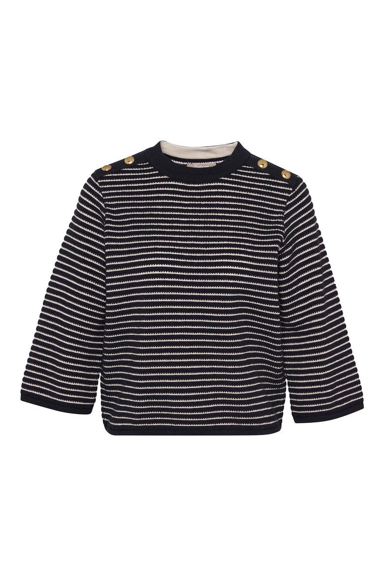 Macy Stripe Cotton Sweater, Alternate, color, DARK NAVY STRIPE