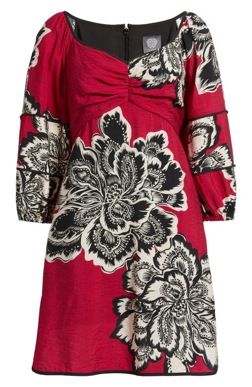 Vince Camuto Placed Floral Empire Waist Dress In Pink