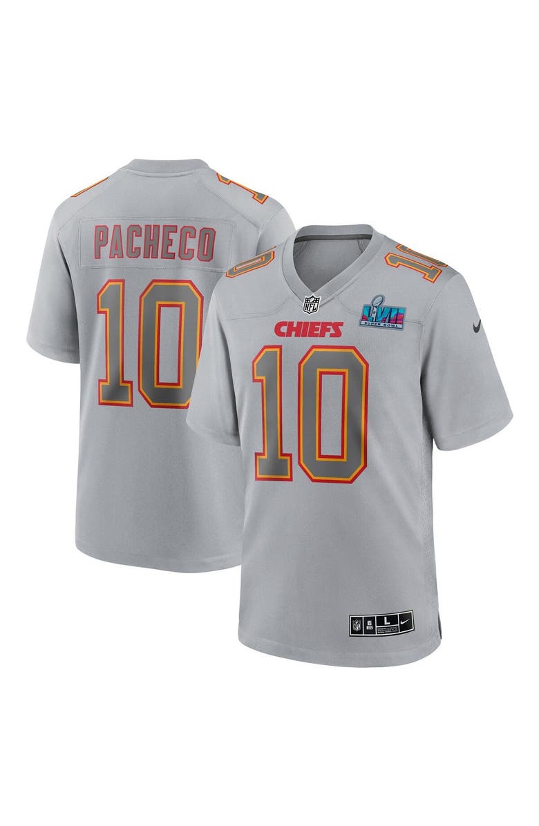 Nike Men's Nike Isiah Pacheco Gray Kansas City Chiefs Super Bowl LVII Patch Atmosphere Fashion Game Jersey, Main, color,