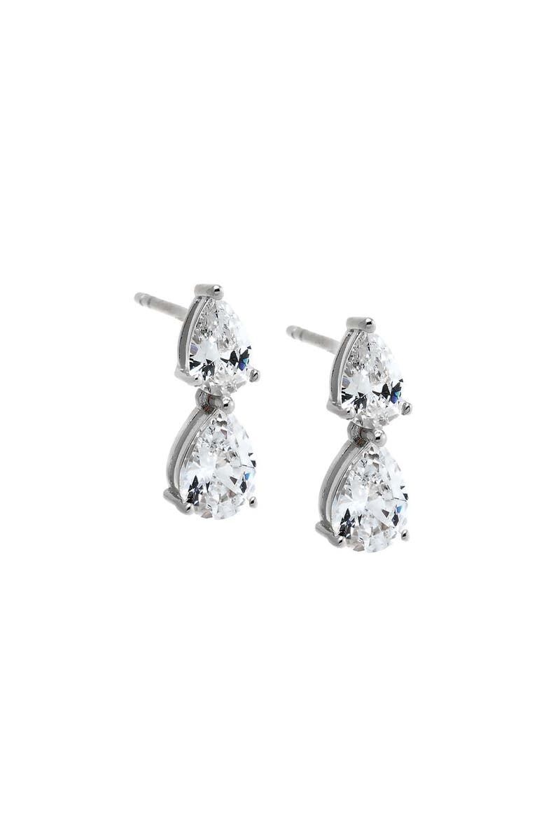 BY ADINA EDEN CZ Double Graduated Pear Stud Earring, Main, color, Silver