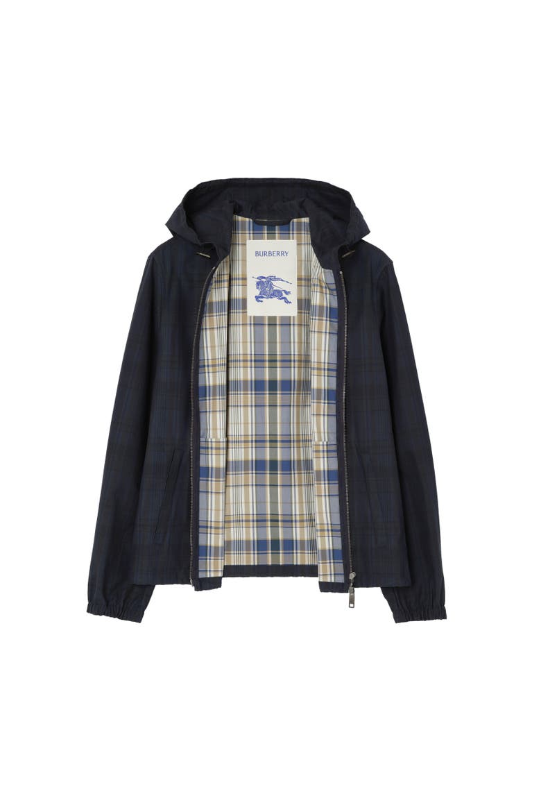 Check Cotton Newport Hooded Jacket, Alternate, color, Peacock blue