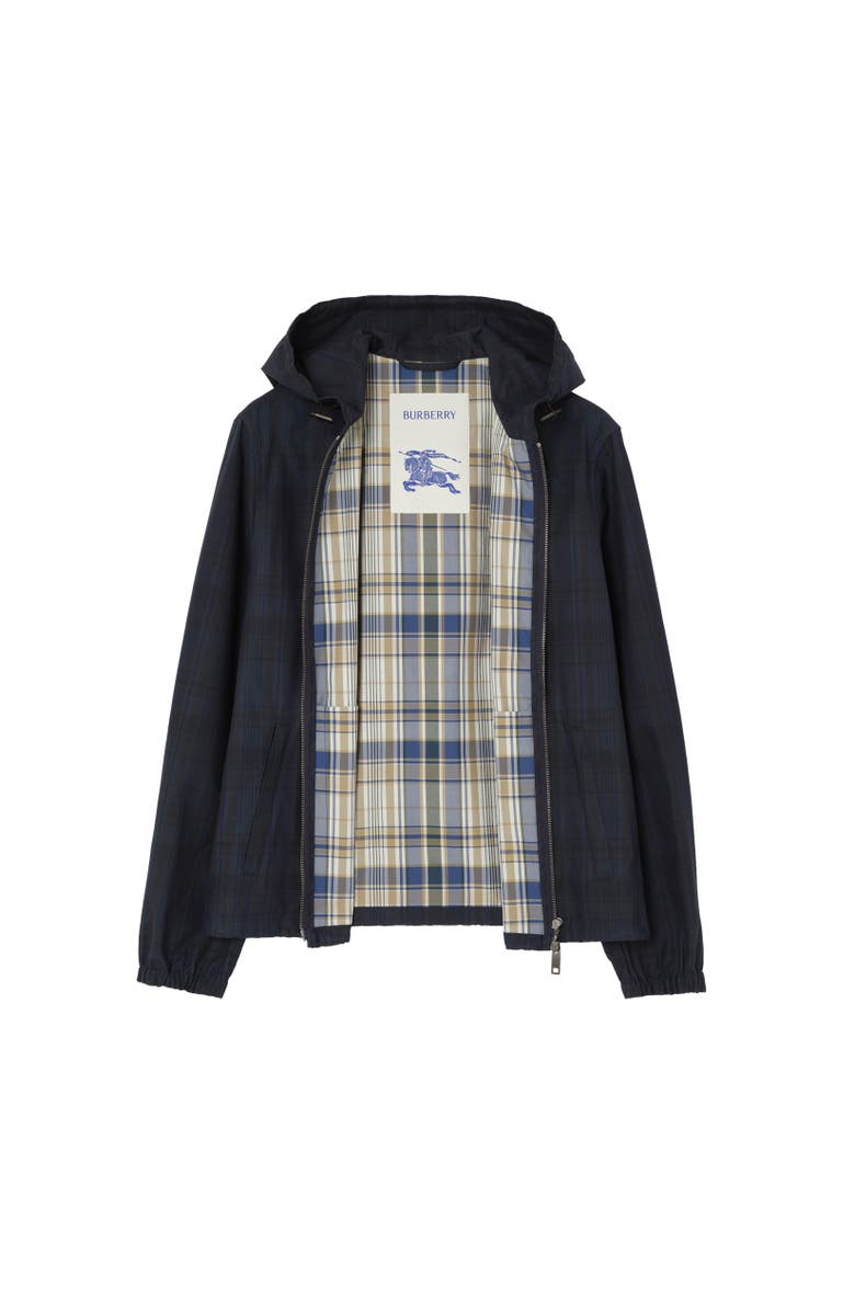 Burberry Check Cotton Newport Hooded Jacket, Alternate, color, Peacock Blue