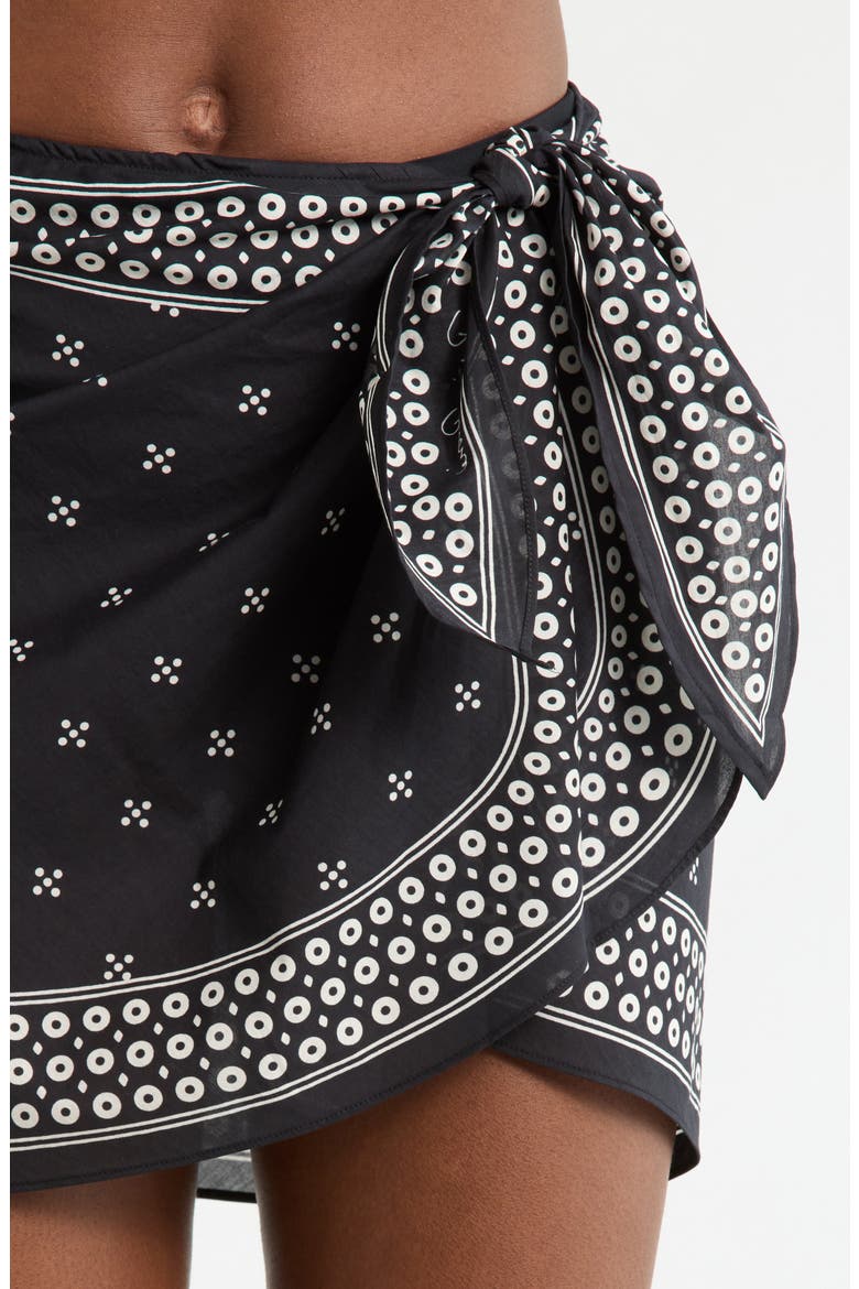Juno Print Cotton Cover-Up Pareo, Alternate, color, BLACK