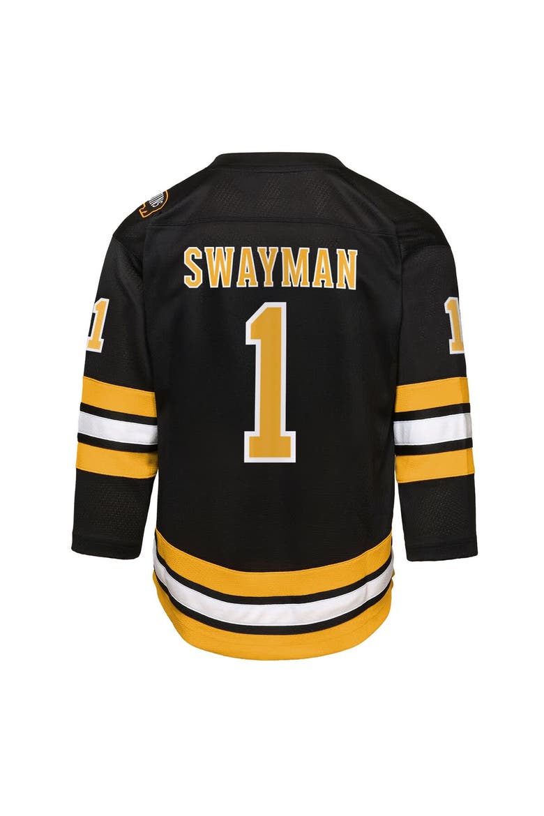 Youth Outerstuff Jeremy Swayman Black Boston Bruins Home Replica Jersey, Alternate, color, Black