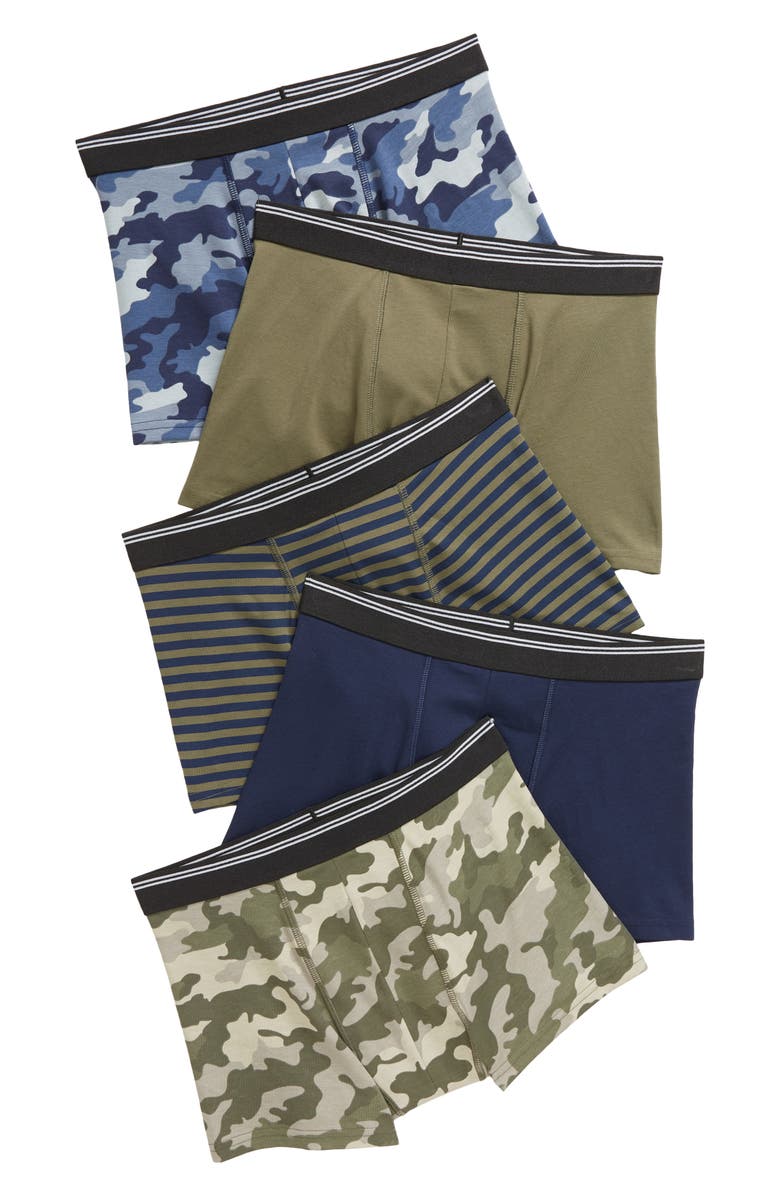 Nordstrom Kids' Assorted 5-Pack Boxer Briefs, Main, color, Classic Camo Pack