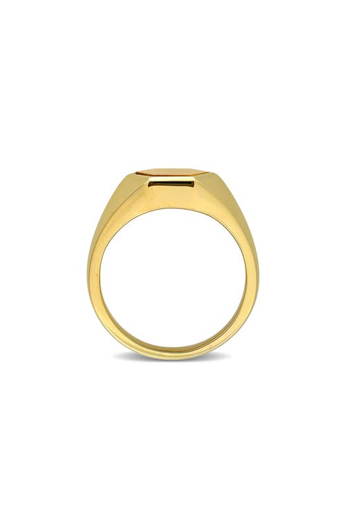 Delmar Gender Inclusive Tiger's Eye Hexagon Ring In Gold