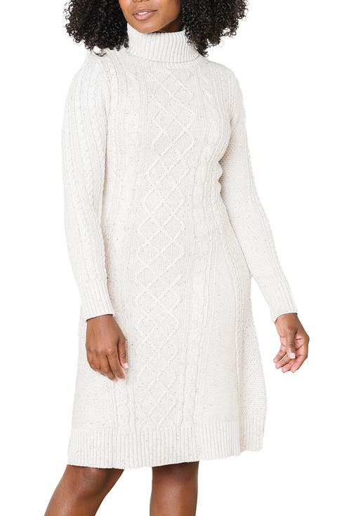 Organic Long Sleeve Turtleneck Cable Sweater Dress