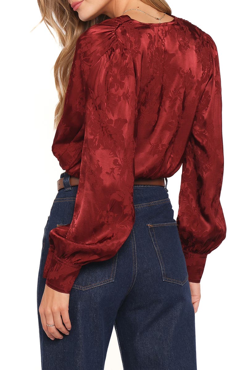 Petal & Pup Bowman Floral Jacquard Crop Top, Alternate, color, Wine