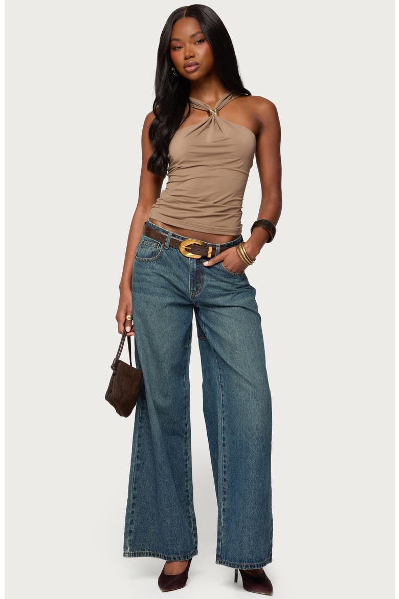 Cielle Hardware Gathered Tank, Alternate, color, MOCHA