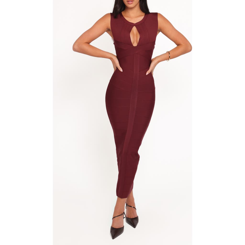 Petal And Pup Petal & Pup Josiah Keyhole Body-con Midi Dress In Burgundy