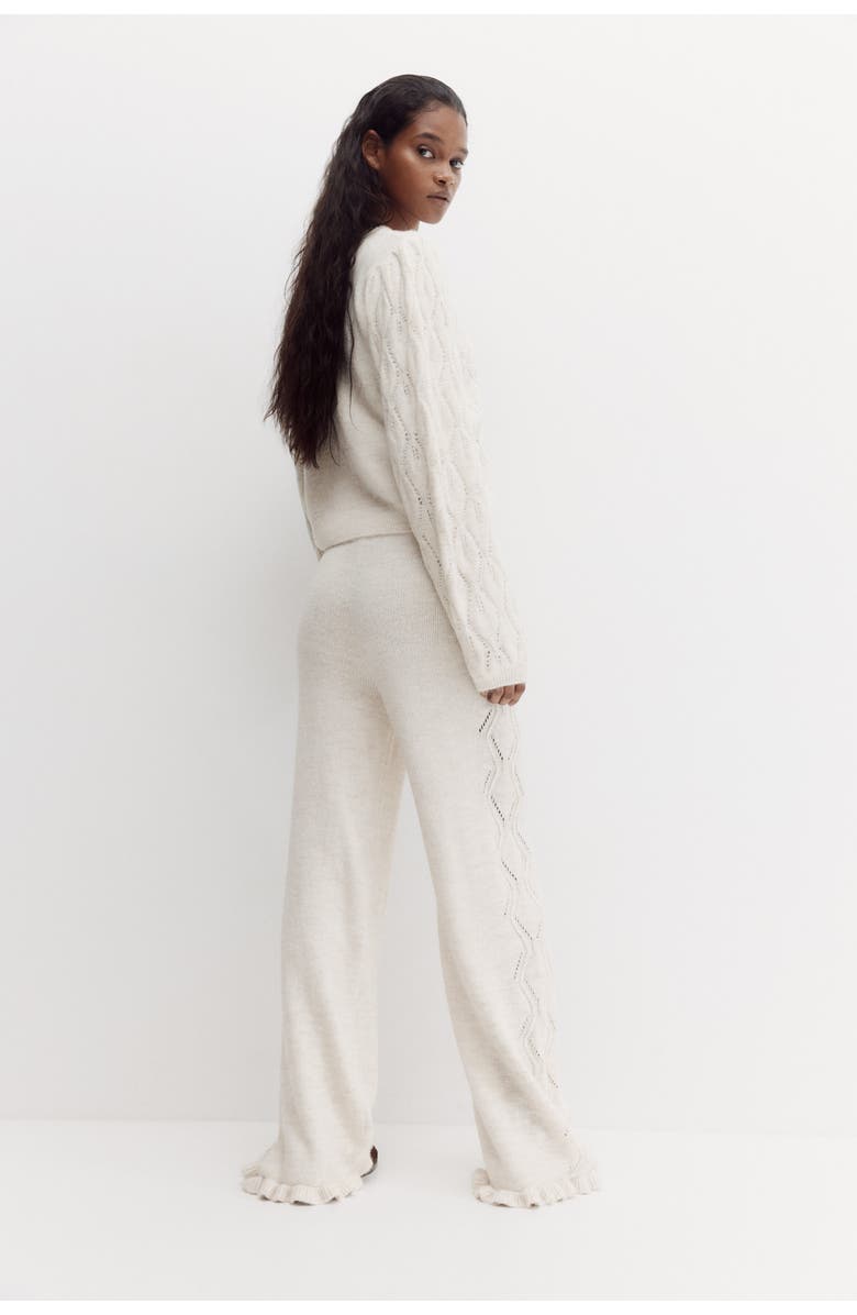 H&M Pointelle-knit Trousers, Alternate, color, Light Beige