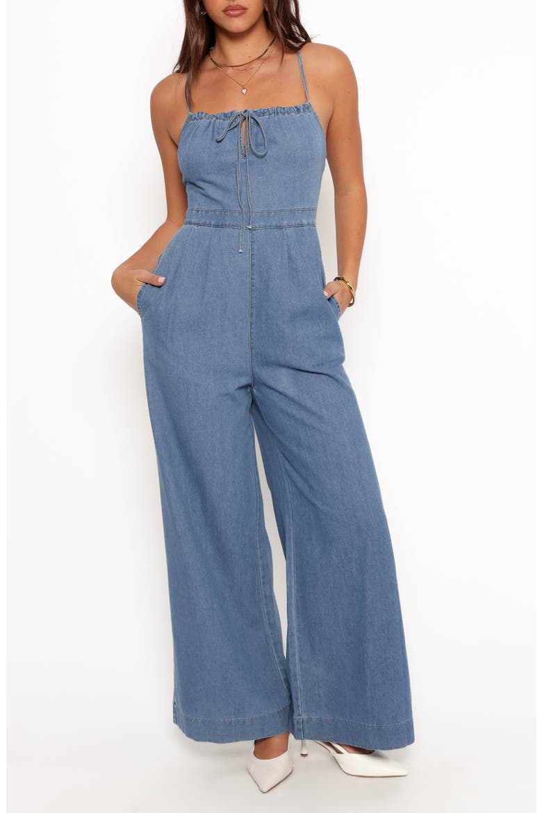 Alliah Wide Leg Denim Jumpsuit, Main, color, MEDIUM DENIM