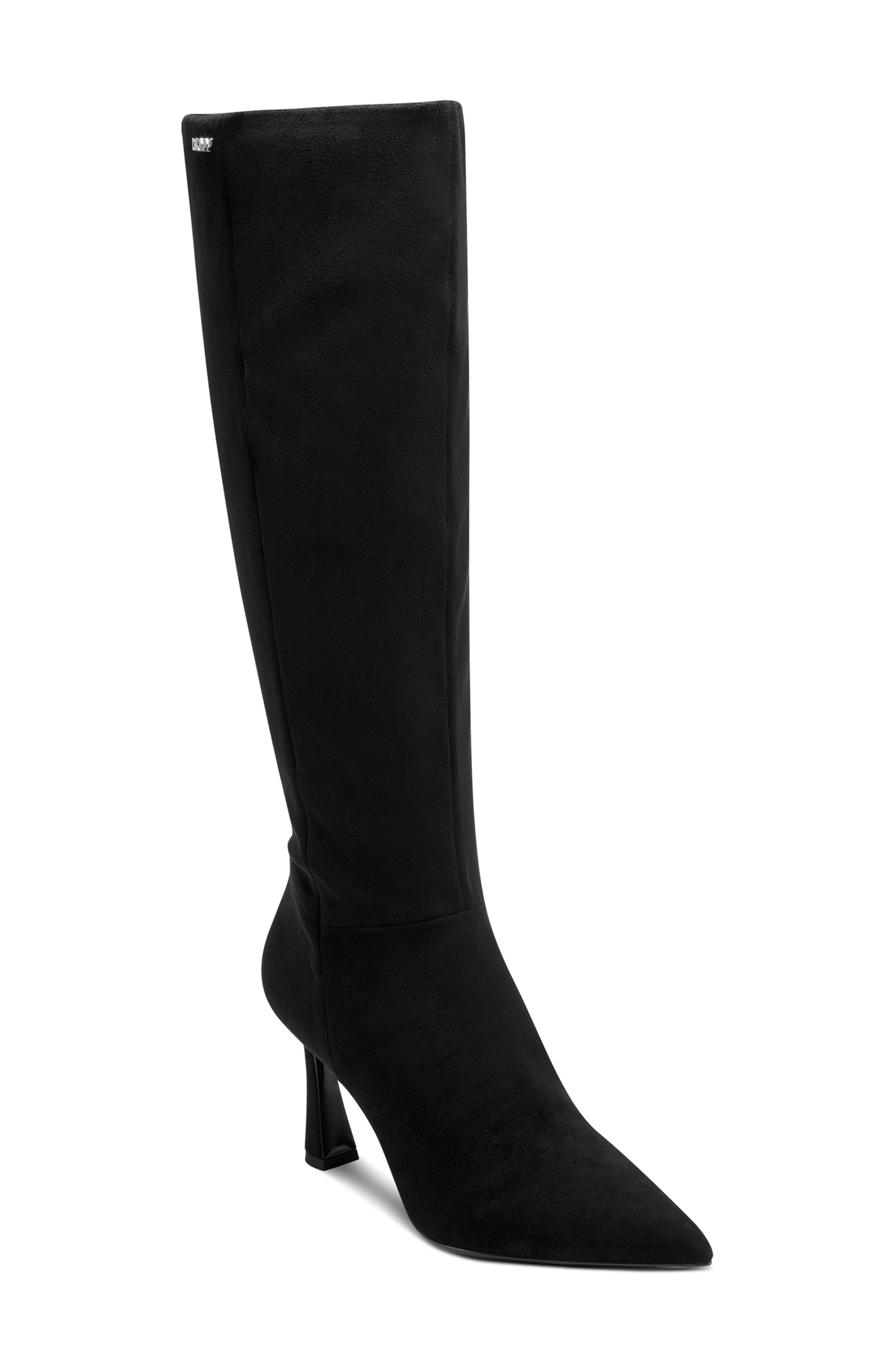 DKNY Cainon Pointed Toe Knee High Boot, Main, color, Black