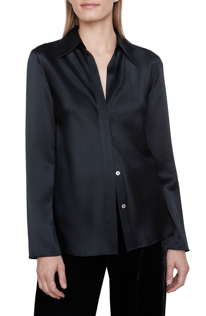 Vince Bias Cut Button-Up Silk Blouse, Main, color,