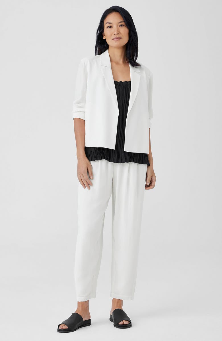 Eileen Fisher Open Front Silk Blazer, Alternate, color, Ivory