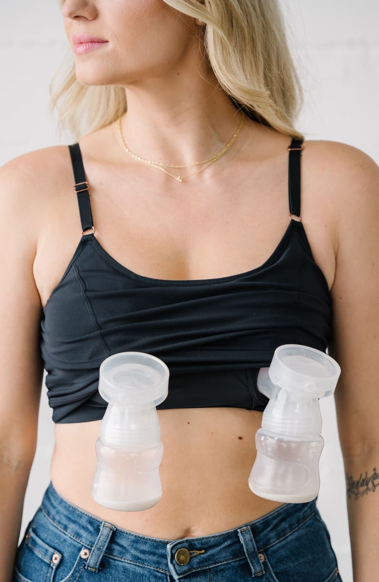 Davin & Adley Busty Size Amelia Pumping and Nursing Crop Cami, Alternate, color, Black