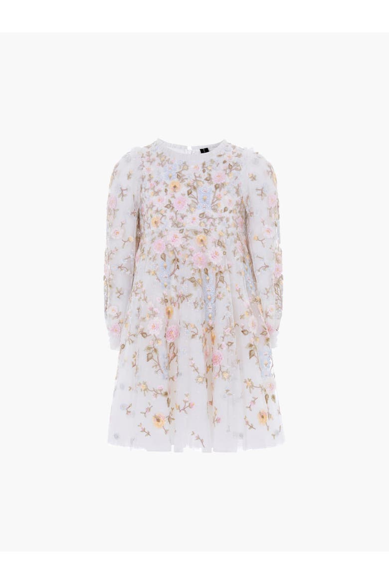 Garden Long Sleeve Dress, Alternate, color, Swan White/Pastel Blue