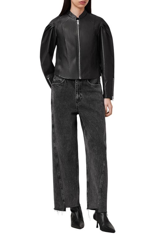 Allsaints Rayna Leather Biker Jacket In Black