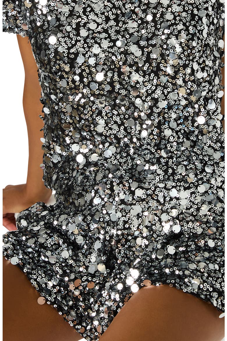 Celestine Sequin Paillette Bubble Shorts, Alternate, color, SILVER
