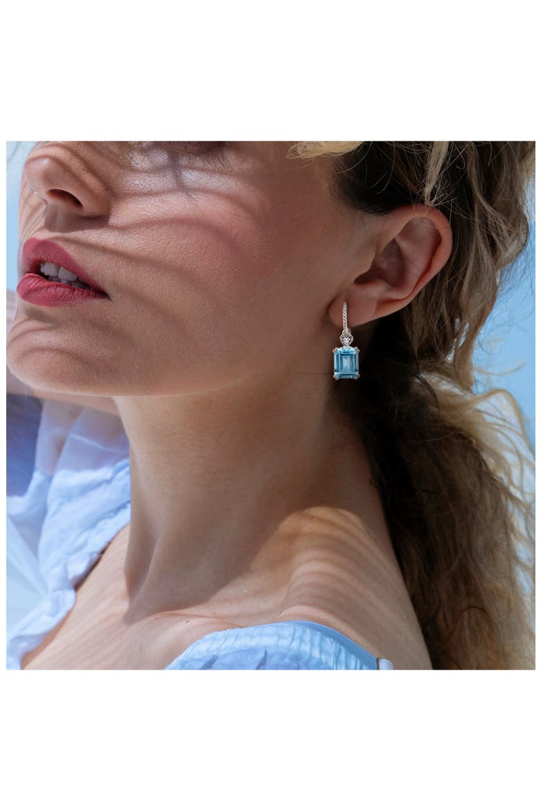 Octagon Cut Gemstone Drop Earrings, Alternate, color, BLUE
