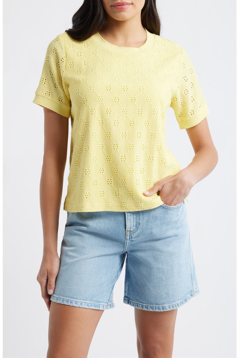 Eyelet T-Shirt, Main, color, SUNSHINE