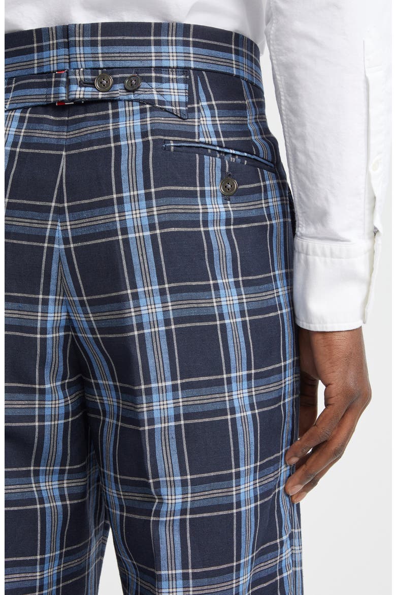 Low Rise Drop Crotch Backstrap Virgin Wool & Linen Pants, Alternate, color, DARK NAVY